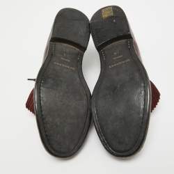 Pre Owned Burberry Burgundy Leather Studded Ampney Derby Size 37.5