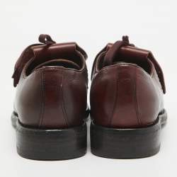 Pre Owned Burberry Burgundy Leather Studded Ampney Derby Size 37.5
