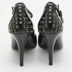 Burberry Black Patent Stud Peep Toe Pumps Size 40