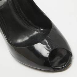 Burberry Black Patent Stud Peep Toe Pumps Size 40
