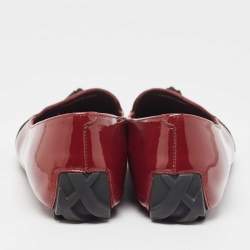 Burberry Burgundy Patent Leather Bow Ballet Flats Size 37.5