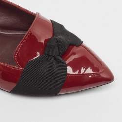 Burberry Burgundy Patent Leather Bow Ballet Flats Size 37.5