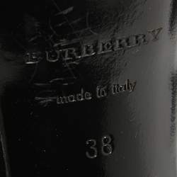 Pre Owned Burberry Black Lace and Patent Leather Ankle Strap Sandals Size 38