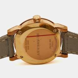 Burberry Rose Gold PVD Coated Stainless Steel Canvas Leather The City BU9236 Women's Wristwatch 26 mm