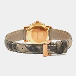 Burberry Rose Gold PVD Coated Stainless Steel Canvas Leather The City BU9236 Women's Wristwatch 26 mm