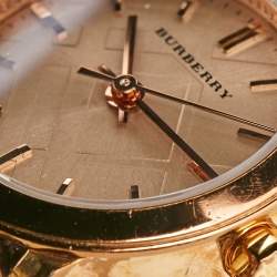 Burberry Rose Gold PVD Coated Stainless Steel Canvas Leather The City BU9236 Women's Wristwatch 26 mm