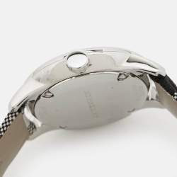 Burberry Silver Stainless Steel Leather Canvas The Classic BU10103 Women's Wristwatch 32 mm