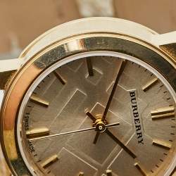 Burberry Champagne Yellow Gold Plated Stainless Steel Leather The City BU9219 Women's Wristwatch 26 mm 