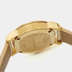 Burberry Champagne Yellow Gold Plated Stainless Steel Leather The City BU9219 Women's Wristwatch 26 mm 