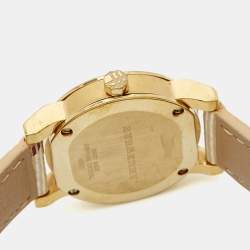 Burberry Champagne Yellow Gold Plated Stainless Steel Leather The City BU9219 Women's Wristwatch 26 mm 