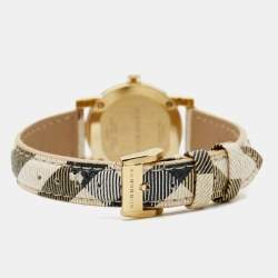 Burberry Champagne Yellow Gold Plated Stainless Steel Leather The City BU9219 Women's Wristwatch 26 mm 
