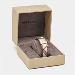 Burberry Champagne Gold Plated Stainless Steel Canvas The Pioneer BU9509 Women's Wristwatch 20 mm