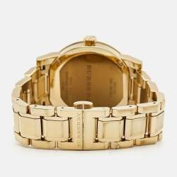 Pre Owned Burberry Champagne Dial Gold Plated Stainless Steel The City Bu9134 Women's Wristwatch 34 mm