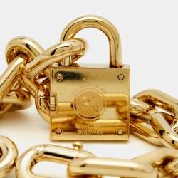 Pre Owned Burberry Key And Lock Charm BU5232 Champagne Dial Gold Plated Stainless Steel Chain Women's Wristwatch 21 mm