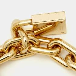 Pre Owned Burberry Key And Lock Charm BU5232 Champagne Dial Gold Plated Stainless Steel Chain Women's Wristwatch 21 mm