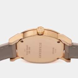 مملوكة مسبقًا Burberry Beige Rose Gold Plated Stainless Steel Leather BU9014 Women's Wristwatch 34.5 mm
