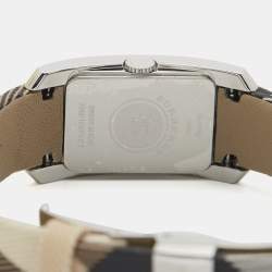 Pre Owned Burberry The Pioneer BU1062 Silver Stainless Steel Leather Women's Wristwatch 19.80 mm