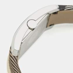 Pre Owned Burberry The Pioneer BU1062 Silver Stainless Steel Leather Women's Wristwatch 19.80 mm