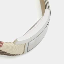 Pre Owned Burberry The Pioneer BU1062 Silver Stainless Steel Leather Women's Wristwatch 19.80 mm