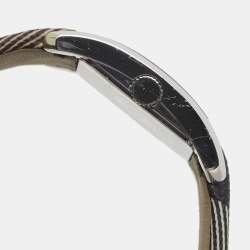 Pre Owned Burberry The Pioneer BU1062 Silver Stainless Steel Leather Women's Wristwatch 19.80 mm