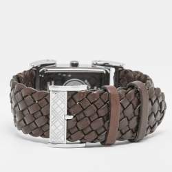 Pre Owned Burberry BU1105 Cream Dial Stainless Steel Leather Women's Wristwatch 25 mm