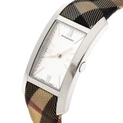 Burberry Silver Stainless Steel Check BU1076 Women's Wristwatch 25 MM