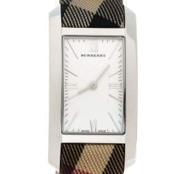 Burberry Silver Stainless Steel Check BU1076 Women's Wristwatch 25 MM