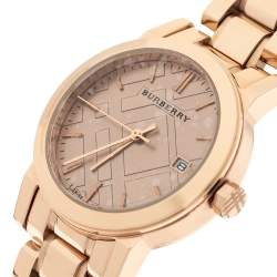 Pre Owned Burberry Rose Gold Tone Stainless Steel The City BU9109 Women's Wristwatch 35 mm