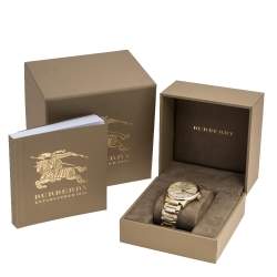 Pre Owned Burberry Gold Plated Steel BU10006 The Classic Round Gold Mantel Women's Wristwatch 40 mm