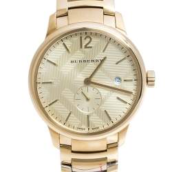 Pre Owned Burberry Gold Plated Steel BU10006 The Classic Round Gold Mantel Women's Wristwatch 40 mm