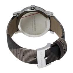 Pre Owned Burberry Grey Stainless Steel Heritage BU1774 Unisex Wristwatch 38 mm