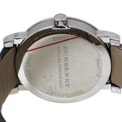 Pre Owned Burberry Grey Stainless Steel Heritage BU1774 Unisex Wristwatch 38 mm