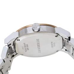 Pre Owned Burberry Silver Two-Tone Stainless Steel BU9105 Women's Wristwatch 34 mm