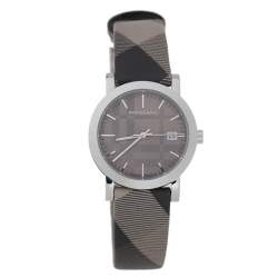 Pre Owned Burberry Grey Stainless Steel Heritage BU1774 Unisex Wristwatch 38 mm