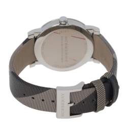 Pre Owned Burberry Grey Stainless Steel Heritage BU1774 Unisex Wristwatch 38 mm