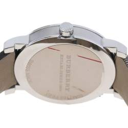 Pre Owned Burberry Grey Stainless Steel Heritage BU1774 Unisex Wristwatch 38 mm