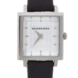 Burberry Silver Stainless Steel and Leather Nova Check BU2003 Women's Wristwatch 24 mm