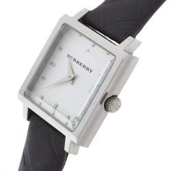 Burberry Silver Stainless Steel and Leather Nova Check BU2003 Women's Wristwatch 24 mm