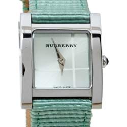 مملوكة مسبقًا ساعة يد نسائية بربري "بي يو4308" ستانلس ستيل خضراء 22 مم