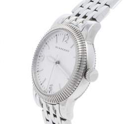Pre Owned Burberry White Stainless Steel The Utilitarian BU7856 Women's Wristwatch 30 MM