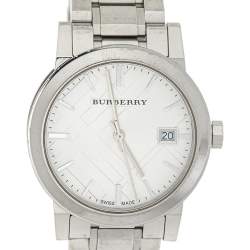 Pre Owned Burberry Silver Stainless Steel BU9100 Women's Wristwatch 34 mm