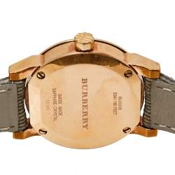 Pre Owned Burberry Rose Gold PVD Coated Stainless Steel Leather The City BU9236 Women's Wristwatch 26 mm