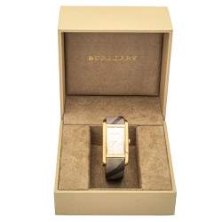 Pre Owned Burberry Rose Gold Tone Stainless Steel Leather Pioneer BU9408 Women's Wristwatch 25mm