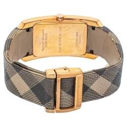 Pre Owned Burberry Rose Gold Tone Stainless Steel Leather Pioneer BU9408 Women's Wristwatch 25mm