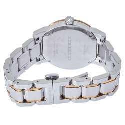 Pre Owned Burberry Silver Two Tone Stainless Steel The City BU9105 Women's Wristwatch 34 mm