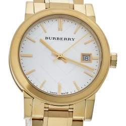 Pre Owned Burberry Silver Gold Tone Stainless Steel BU9103 Women's Wristwatch 34 mm