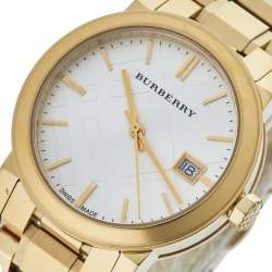 Pre Owned Burberry Silver Gold Tone Stainless Steel BU9103 Women's Wristwatch 34 mm