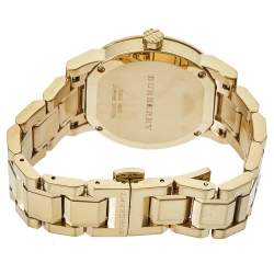 Pre Owned Burberry Silver Gold Tone Stainless Steel BU9103 Women's Wristwatch 34 mm