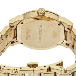 Pre Owned Burberry Silver Gold Tone Stainless Steel BU9103 Women's Wristwatch 34 mm