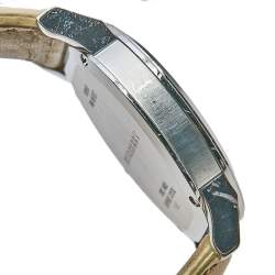 Pre Owned Burberry Beige Stainless Steel Check Dial Leather BU9107 Women's Wristwatch 34 mm 